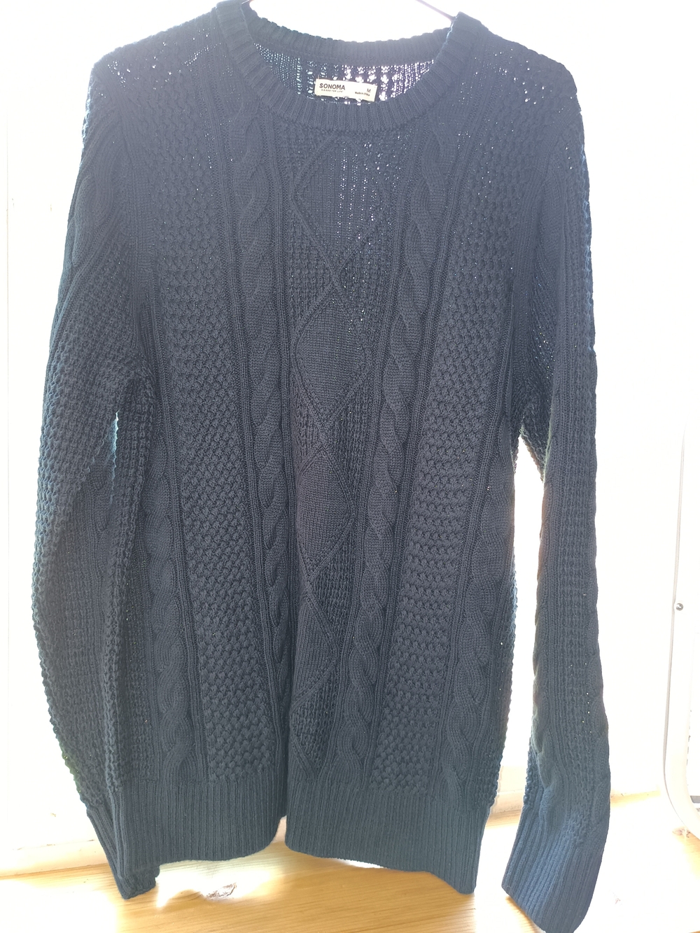 Sonoma Cable-Knit Crewneck Sweater - Navy Blue